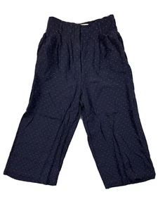 Pantalones de mujer vintage plisados cintura alta 6 lunares azul marino Capri Tamotsu - Imagen 1 de 11
