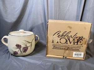 Celebrating Home Bough North woods Pinecone Bean Pot With Lid 6.5” - Picture 1 of 6