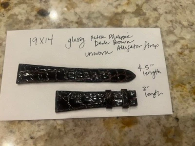 Correa de cuero de cocodrilo negro Patek Philippe 19 x 14 sin usar Foto 1 de 4