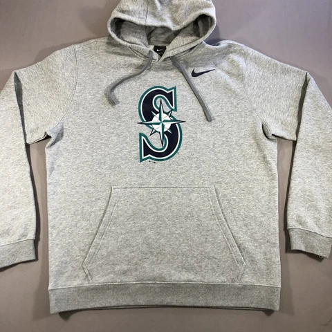 Nike MLB Seattle Mariners Center Check Swoosh Gray Hoodie Sweatshirt XL Cover