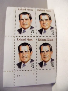 SC STAMP # 2955 RICHARD NIXON 32 CENT PLATE BLOCK MNH - Picture 1 of 1