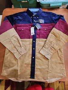 Camisa de pana multicolor Wrangler Bonanza MH3232M Y2K para hombre GRANDE L/S NUEVA CON ETIQUETAS. GB19 - Imagen 1 de 11