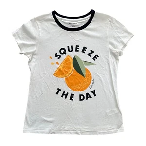 Kate Spade Womens Squeeze The Day White Tee Shirt Size S Cotton New - Picture 1 of 9