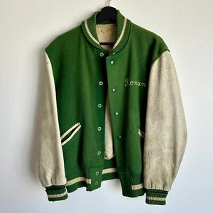 Vintage Whiting Letterman Jacket Roman Leather & Wool 1950s - Picture 1 of 10