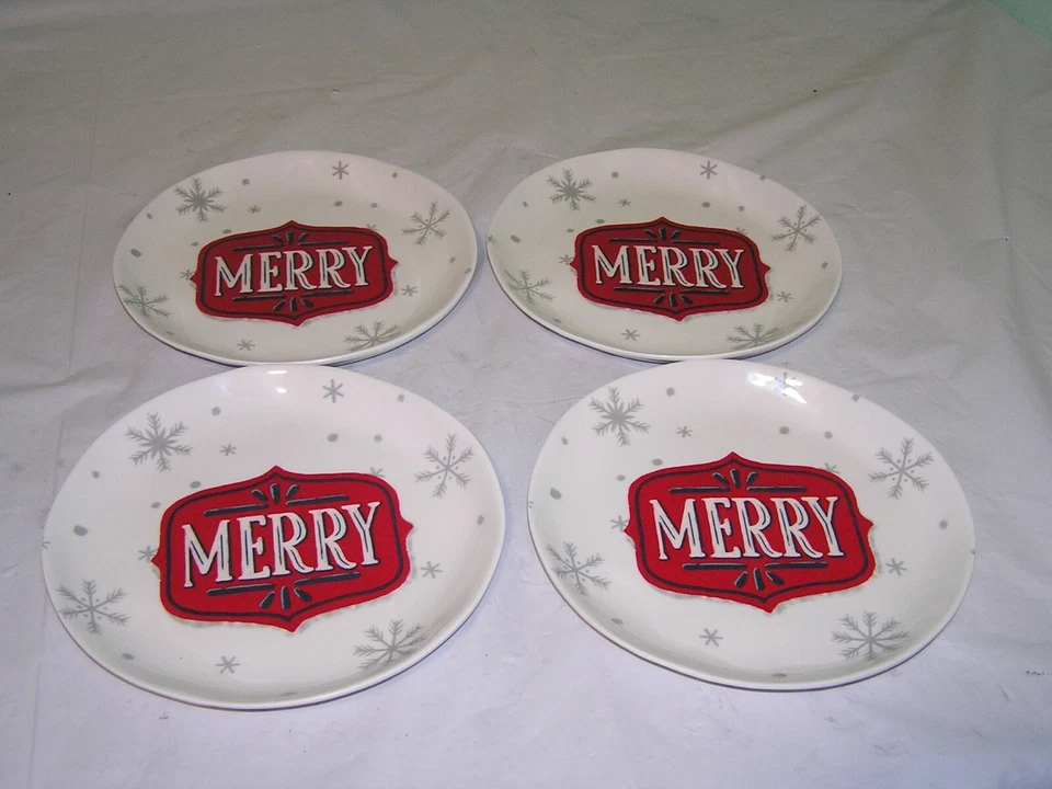 Wondershop by Target Merry 4 PC Melamine Salad Plate Set Christmas Holiday