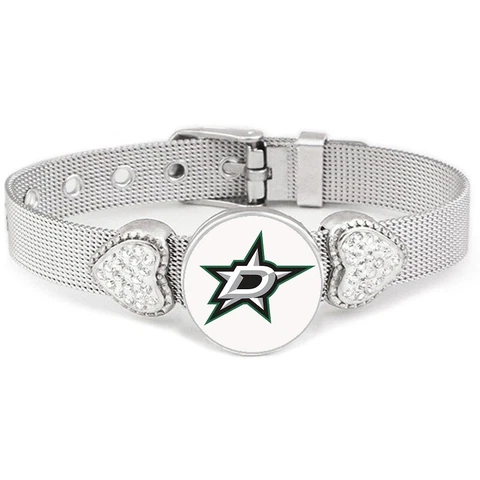 Dallas Stars Womens Adjustable Silver Hearts Bracelet Jewelry Gift D26 Cover