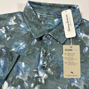 Tommy Bahama Polo Shirt Men's XL Green La Esmeralda Flora SS IslandZone NWT $110 - Picture 1 of 11