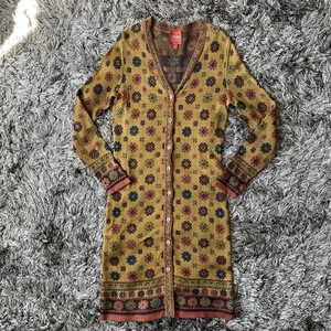 Vintage Kenzo Studio Button Front Dress Size M LS Knit Floral Print Casual 90s - Picture 1 of 21