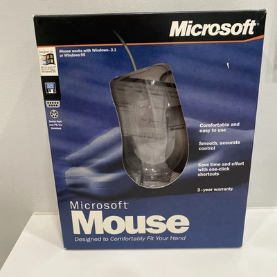 Microsoft Windows 95/3.1 PC Computer Mouse BOX ONLY with disks, instructions VTG - Image 1 of 4