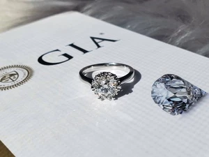 GIA Natural Diamond G 0.71ct 18k White Gold Engagement Ring Size 5.5 Unworn  - Picture 1 of 14