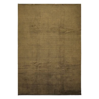 8'4"x11'7" Hand Knotted Wool Dark Green Tibetan Modern Ribbed Solid Textured Rug - Image 1 of 4