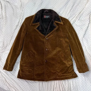 VTG McGregor BROWN/CAMEL Corduroy/Sherpa Lined Jacket 46 XL Retro 70s Tall Long - Picture 1 of 8