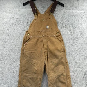 Vintage Carhartt Y17 BRN Youth Bib Overalls Union USA Youth XL 18-20 32x30 - Picture 1 of 11