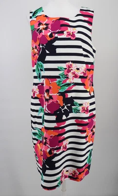 Talbots Dress Womens 16 Midi Floral Striped Sleeveless Shift Sleeveless Colorful - Image 1 of 4