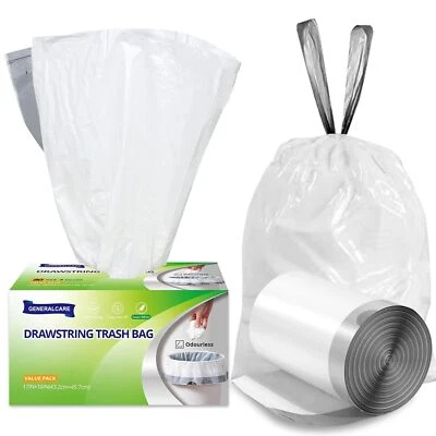 4 Gal Drawstring Trash Bags 57 Count White Small Garbage Can Liners - Image 1 of 4