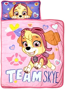 Paw Patrol Toddler Nap Mat Blanket Pillow Plush Girls Pink Team Skye - Picture 1 of 7