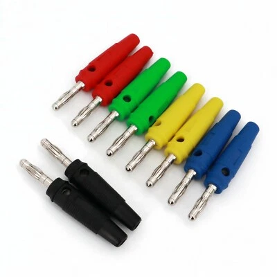 10Pcs 5 Colors Brass Screw Type Side Stackable 4mm Male Banana Plug Connector - Image 1 of 4