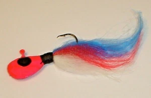 2 Pack Custom Made Red, White & Blue Walleye Hair River Jigs 1/2 oz. U.S.A.  (S) - Picture 1 of 5