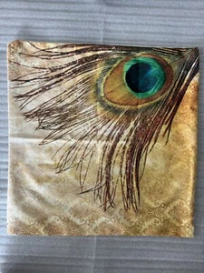 Throw Pillow CASES Peacock Theme Zipper Closure 17” x 17” Set of 4 - Picture 1 of 7