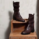 Coclico Mabel Leather 3 Strap Wood Stacked Block Heel Military Boot 37.5 $550