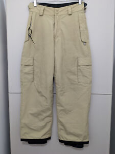 Bonfire Boys Snowboarding Pants Silver Youth Lined Cargo Flat Front Beige Large