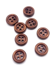 10mm Brown Wooden Buttons Great For Baby Knitting Cardigans Doll Clothing 4 Hole - Picture 1 of 11