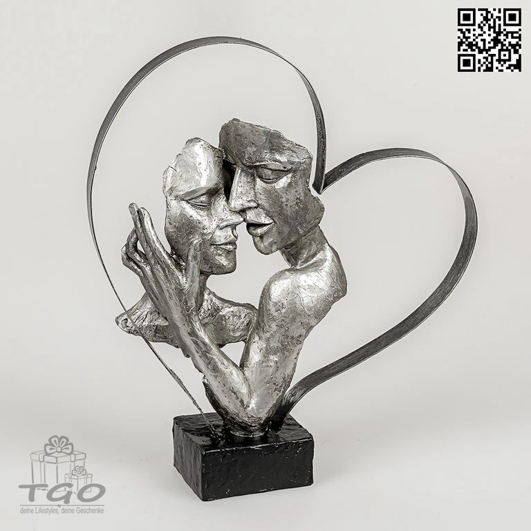 Formano Büste Paar in Herz schwarz-silber 37cm-716057 - Bild 1 von 1