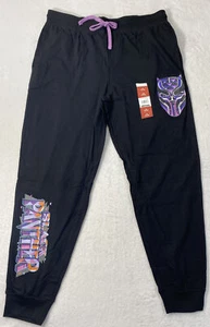 BLACK PANTHER Sweatpants Sleep Pants with Purple Decals Size M (32/34) NWT - Picture 1 of 8