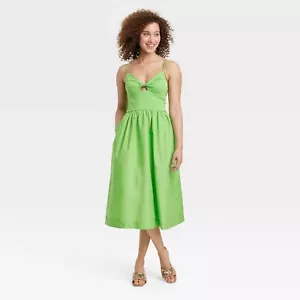 Palletto Midi Nuovo con etichette foro della serratura anteriore in cotone lavorato a maglia ~ Un nuovo giorno ~ Verde - Foto 1 di 8