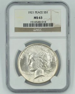 1921 High Relief NGC MS63 Peace Dollar Blast White - Picture 1 of 3