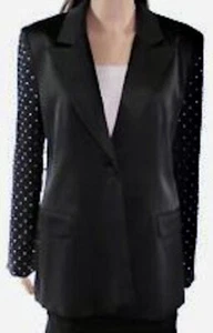 Daniel Bernstein Women's Jacket Blazer Studded Sleeves Black Size Large - Picture 1 of 5