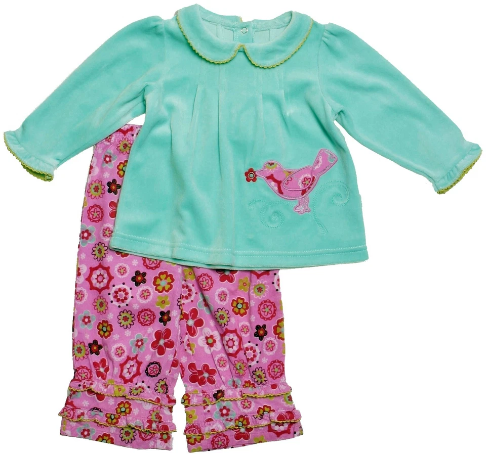 NUEVO CON ETIQUETAS Le Top Flower Power Pascua Rosa Columpio Top Camisa Pantalones Conjunto 12 18 24M Foto 1 de 1