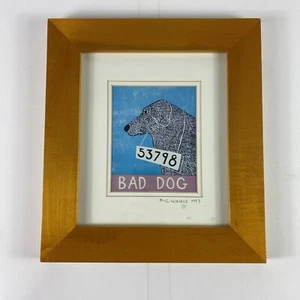 Stampa vintage opaca e incorniciata Stephen Huneck "Bad Dog" firmata e datata 1997 - Foto 1 di 9
