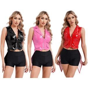 Mujer Chaqueta Chaleco Sin Mangas Halloween Chaleco Corto Chaleco Abrigo Baile Punk - Imagen 1 de 43