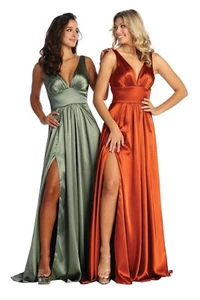 Womens Dresses For Evening Bridesmaids Long V-Neck Sleeveless A-Line Plus Size - Picture 1 of 18