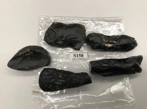 (81.83g) Indochinite Tektite Black Natural Meteorite 5pc Original Unique #S158 - Picture 1 of 8