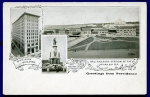 Providence Rhode Island Ri NYNH neuer Bahnhof Banigan Bldg Postkarte - Bild 1 von 2