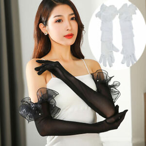 Damskie długie rękawiczki rękawiczki z jednym palcem ochrona przeciwsłoneczna koronkowe rękawy suknia ślubna 