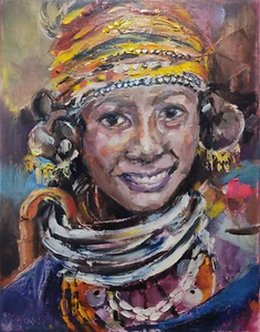 ORIGINAL OIL PAINTING#PORTRAIT#WOMAN PORTRAIT#11"x14"#IMPRESSIONISM#REALISM#ART - Picture 1 of 10