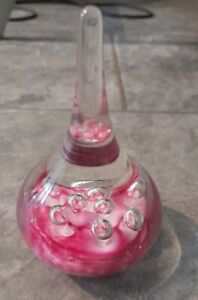 Glass Paperweight Pink Bubble Design 11cm Tall