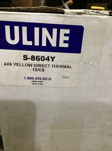Uline Direct Thermal Labels S-8604Y Case Of 12 Rolls - Picture 1 of 4