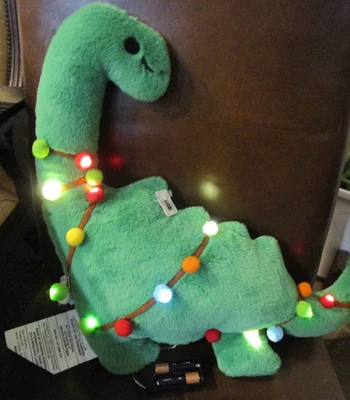 West Elm beleuchtetes Dinosaurier Kissen Weihnachten Urlaub Dino neue Ausgabe Batteriebezug - Bild 1 von 4