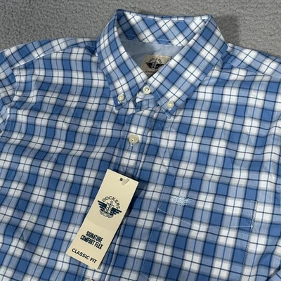 Dockers Shirt Mens Medium Blue Plaid Signature Comfort Flex Classic Button Down - Image 1 of 4