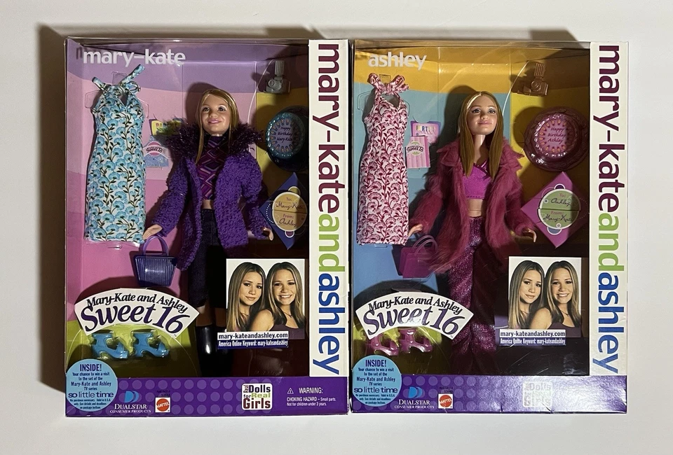 Mary Kate and Ashley Sweet 16 Dolls Set 2001 Mattel #53845 & #53844