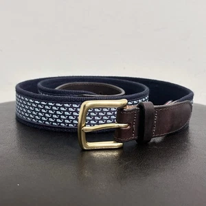 Cinturón para hombre Vineyard Vines Shep Ian azul marino ballena lona club hebilla latón 42 - Imagen 1 de 13
