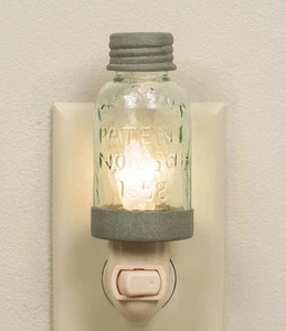 Rustikales Einmachglas Nachtlicht Glas & Metall Ein/Aus Schalter Landhaus Land Neu mit Etikett - Bild 1 von 2