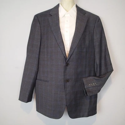 Blazer de 2 botones gris/azul a cuadros 42R Giorgio Armani Collezioni para hombre Foto 1 de 4