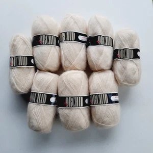 8 Vintage Cream Acrylic Yarn Orchid Brand Crafts Knitting NOS - Picture 1 of 4