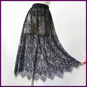 Women Sexy Mesh Lace Transparent Long Tulle Skirt Korean Fashion Summer - Picture 1 of 31