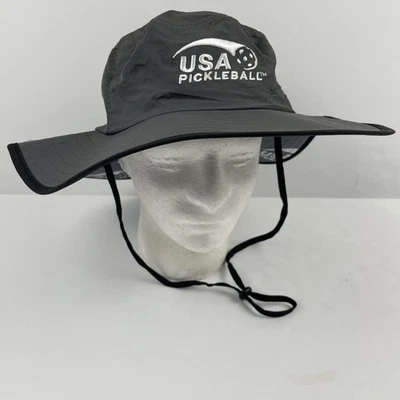 USA Pickleball Boonie Sin Hat Adult L Wide Brim Canvas Mesh Gray - Image 1 of 4